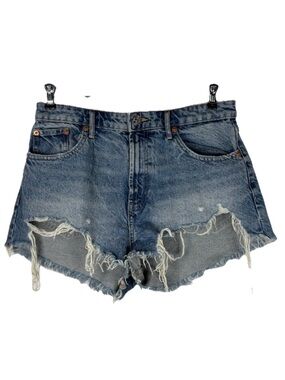 Zara Distressed Denim Cutoff Shorts Women’s Size 8 Frayed Raw Hem Festival